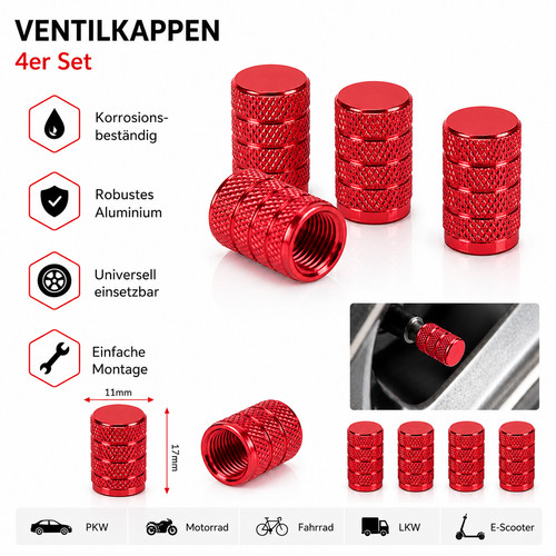 Aluminium ventilkappen set - 4x,